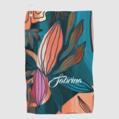 カスタムScript署名の名前Tropicalモノグラムの ゴルフタオル (正面)