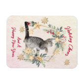 カスタムScript Cat Water Color新年クリスマス マグネット (横)