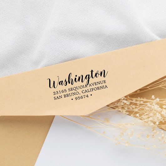 カスタムScript Family Name差出人住所インクスタンプ ラバースタンプ