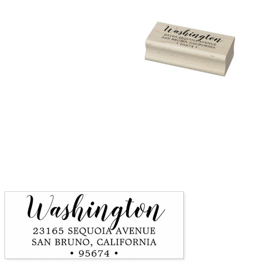 カスタムScript Family Name差出人住所インクスタンプ ラバースタンプ (押印)