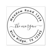 カスタムScript Family Name差出人住所ラウンド セルフインキングスタンプ (デザイン)