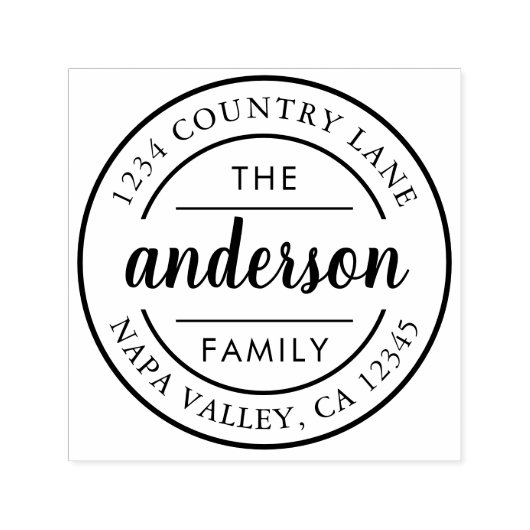 カスタムScript Family Name差出人住所 セルフインキングスタンプ (デザイン)