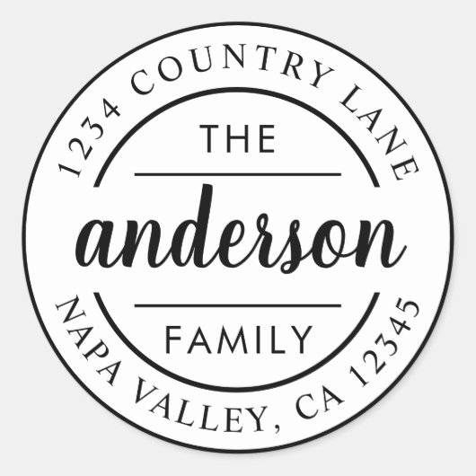 カスタムScript Family Name差出人住所 ラウンドシール (正面)