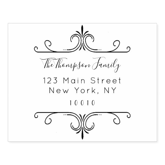 カスタムScript Family Name差出人住所 ラバースタンプ (インプリント)