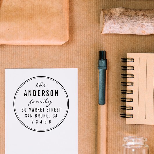 カスタムScript Family Name Round差出人住所 セルフインキングスタンプ