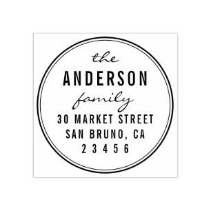 カスタムScript Family Name Round差出人住所 ラバースタンプ