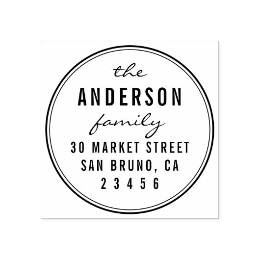 カスタムScript Family Name Round差出人住所 ラバースタンプ (インプリント)