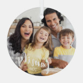 カスタムSCRIPT FAMILY PHOTO パーソナライズされた Keepsake ガラスオーナメント (裏面)