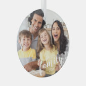 カスタムSCRIPT FAMILY PHOTO パーソナライズされた Keepsake ガラスオーナメント (正面右)