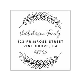 カスタムScript Folids葉リース差出人住所 セルフインキングスタンプ