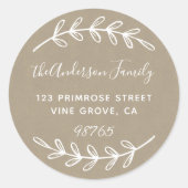 カスタムScript Folids葉リース差出人住所 ラウンドシール (正面)