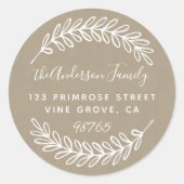 カスタムScript Folids葉リース差出人住所 ラウンドシール (正面)