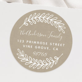 カスタムScript Folids葉リース差出人住所 ラウンドシール