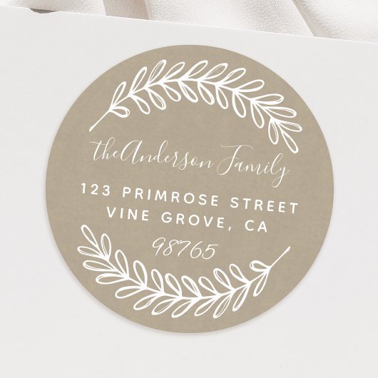 カスタムScript Folids葉リース差出人住所 ラウンドシール