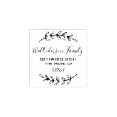 カスタムScript Folids葉リース差出人住所 ラバースタンプ (インプリント)