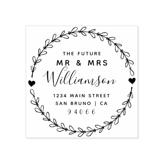 カスタムScript Future氏とMrs差出人住所 ラバースタンプ (インプリント)