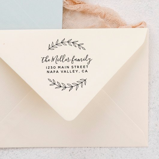 カスタムScript Name Botanical Sprig差出人住所 ラバースタンプ