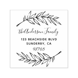 カスタムScript Palmの葉リース差出人住所 セルフインキングスタンプ