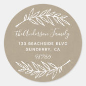 カスタムScript Palmの葉リース差出人住所 ラウンドシール (正面)