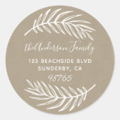 カスタムScript Palmの葉リース差出人住所 ラウンドシール (正面)