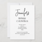 カスタムScript Photoモダン Birthday Party 招待状 (裏面)