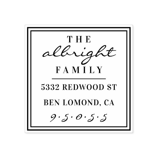 カスタムScript Squareファミリ名差出人住所 ラバースタンプ (インプリント)