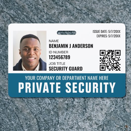 カスタムSecurity Guard IDフォトロゴ名ティール（緑がかった色） バッジ