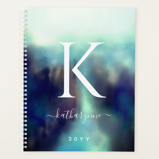 カスタムSignature Waterカラー抽象芸術モノグラムの プランナー手帳 (正面)