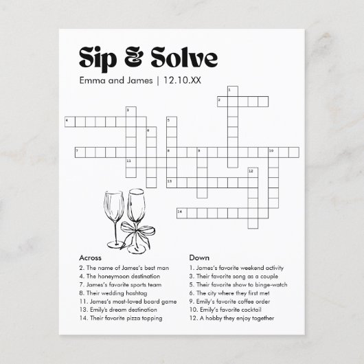 カスタムSipとSolveの結婚クロスワード (正面)