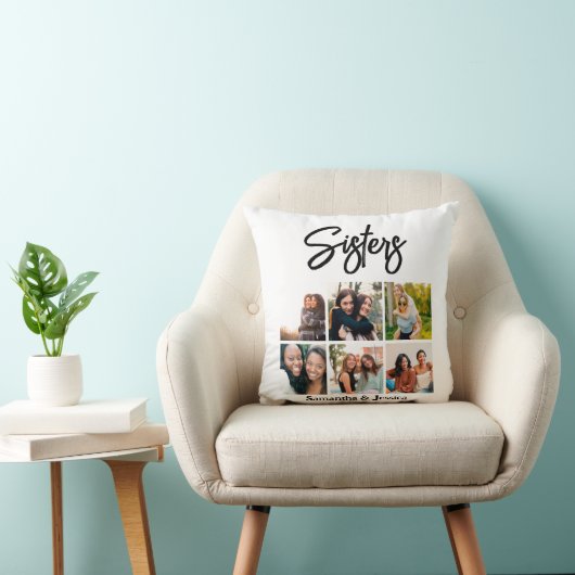 カスタムSisters Script 6 Photo Collage クッション (椅子)