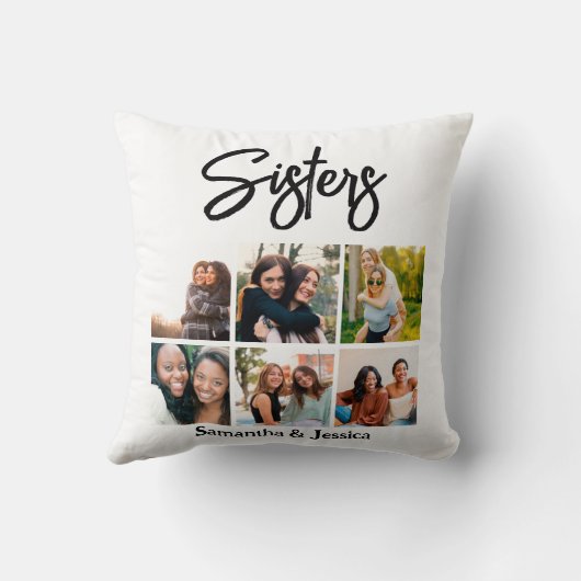 カスタムSisters Script 6 Photo Collage クッション (裏面)