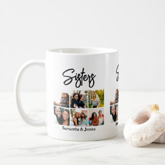 カスタムSisters Script 6 Photo Collage コーヒーマグカップ