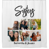 カスタムSisters Script 6 Photo Collage シャワーカーテン (正面)