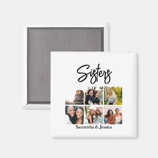 カスタムSisters Script 6 Photo Collage マグネット (正面/裏面)