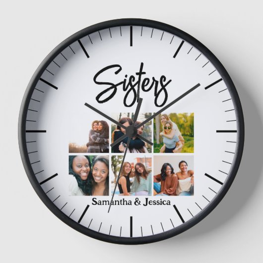 カスタムSisters Script 6 Photo Collage 壁時計 (正面)