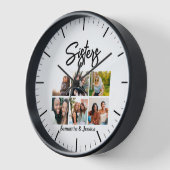 カスタムSisters Script 6 Photo Collage 壁時計 (傾斜)