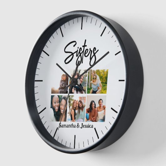 カスタムSisters Script 6 Photo Collage 壁時計 (傾斜)