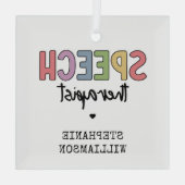 カスタムSLP発話病理士発話セラピスト ガラスオーナメント (裏面)