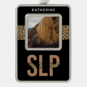 カスタムSLP言語病理医の写真 シルバープレートフレームオーナメント (正面)