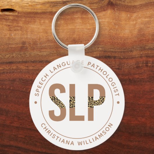 カスタムSLP言語病理医ヒョウ印刷ギフト キーホルダー (正面)