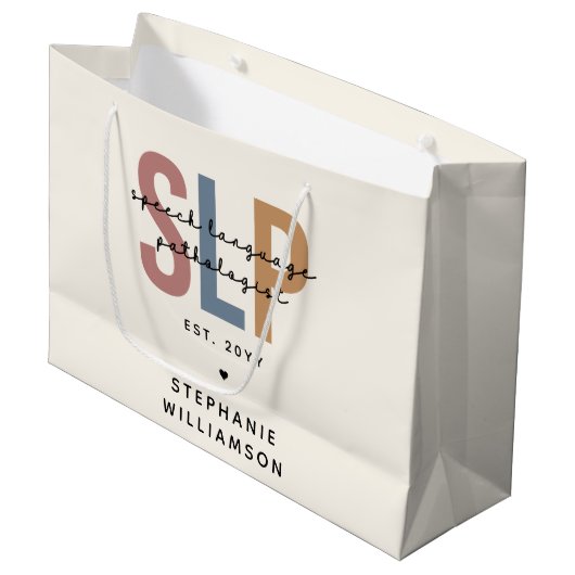 カスタムSLP言語病理学者 ラージペーパーバッグ (正面アングル)