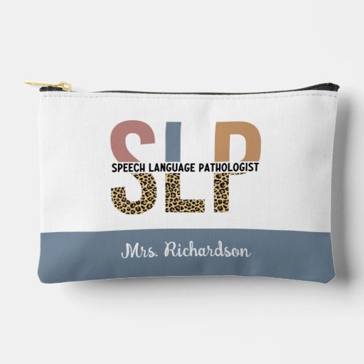 カスタムSLP音声病理医Leopard Print アクセサリーポーチ (正面)