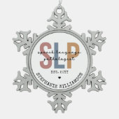 カスタムSLP音声聴覚士の音声セラピスト スノーフレークピューターオーナメント (正面)