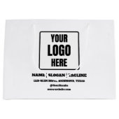 カスタムSmall Businessロゴ付きブラック&ホワイト ラージペーパーバッグ (正面)