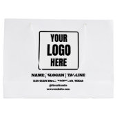 カスタムSmall Businessロゴ付きブラック&ホワイト ラージペーパーバッグ (裏面)