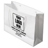 カスタムSmall Businessロゴ付きブラック&ホワイト ラージペーパーバッグ (正面アングル)