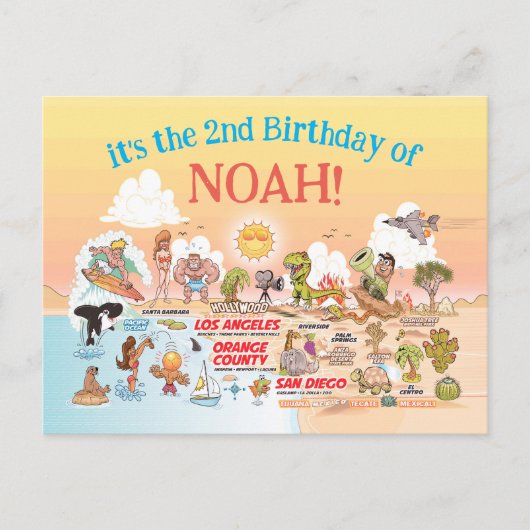 カスタムSoCal誕生日 インビテーションポストカード (正面)