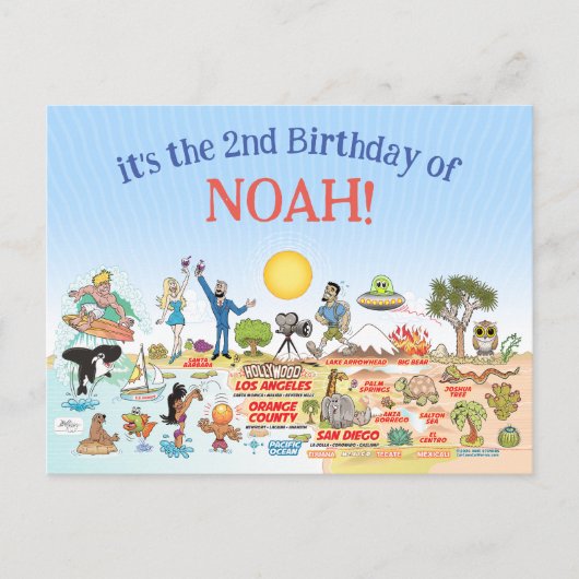 カスタムSoCal誕生日 インビテーションポストカード (正面)