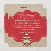 カスタムSock Monkey Birthday Party招待 招待状 (正面/裏面)