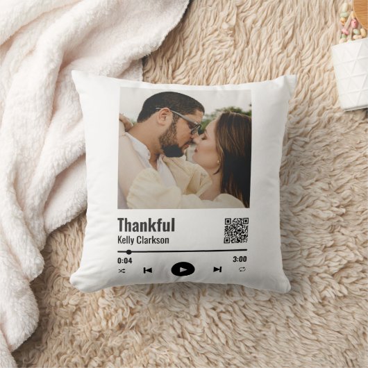 カスタムSpotifyカップル写真音楽記念日 クッション (ブランケット)